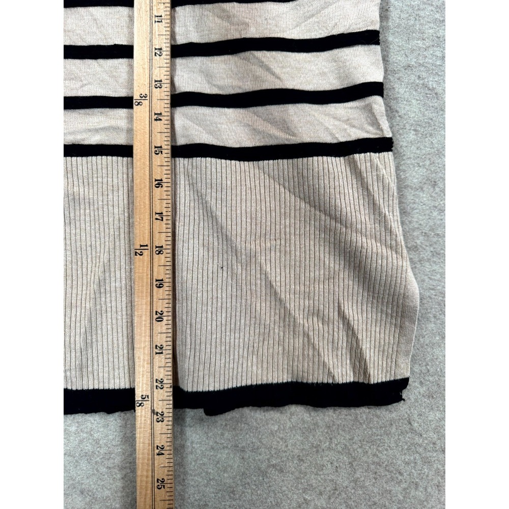 Rachel Zoe Sweater Womens Large Brown Striped Ribbed Trim Winter Warm Mock Neck - Picture 13 of 16